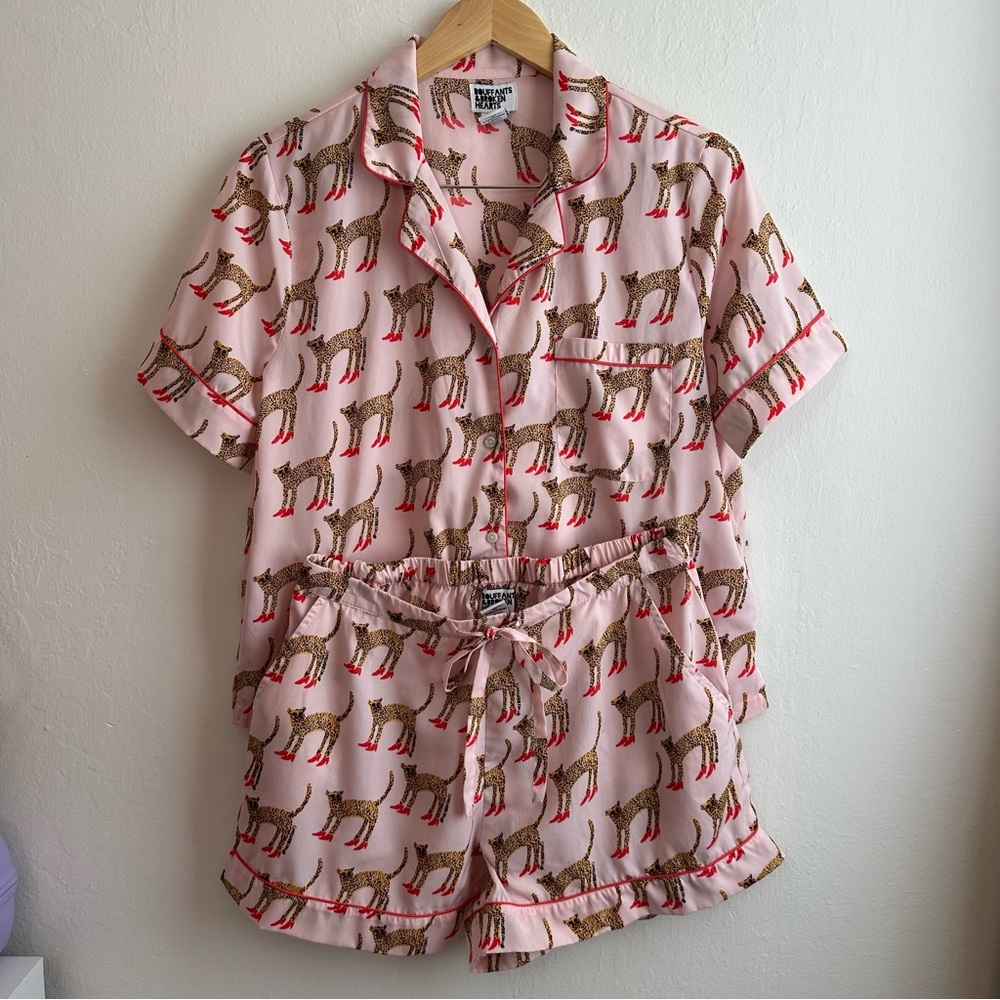 Bouffants and Broken Hearts Pink and Red Cheetahs in Heels Womens Pajama Set